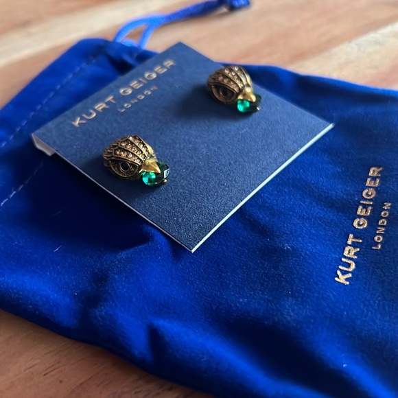 Kurt Geiger Eagle Green Gem Earrings - Picture 1 of 4